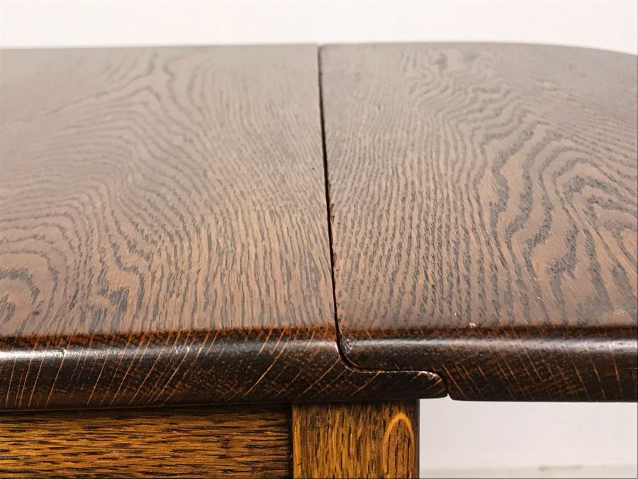 Stunning Vintage Tiger Oak Drop Leaf Tea Cart 25D X 17.5W (W/O Leaves - 33W With Leaves) X 28H [Photo 19]