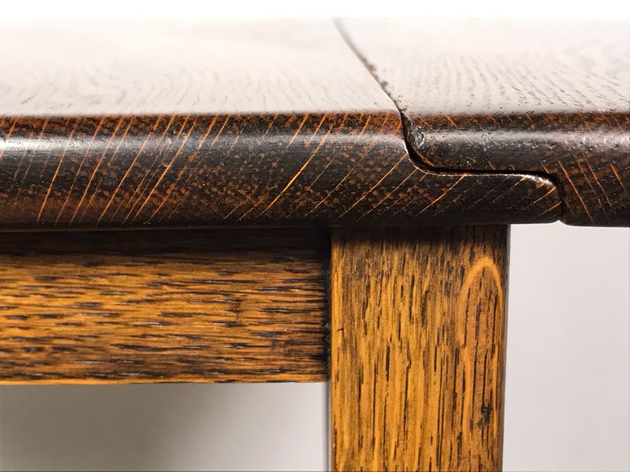 Stunning Vintage Tiger Oak Drop Leaf Tea Cart 25D X 17.5W (W/O Leaves - 33W With Leaves) X 28H [Photo 18]