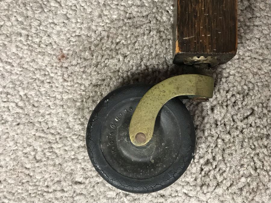 Stunning Vintage Tiger Oak Drop Leaf Tea Cart 25D X 17.5W (W/O Leaves - 33W With Leaves) X 28H [Photo 17]