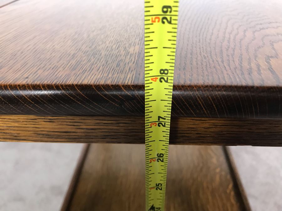 Stunning Vintage Tiger Oak Drop Leaf Tea Cart 25D X 17.5W (W/O Leaves - 33W With Leaves) X 28H [Photo 22]