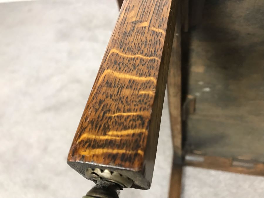 Stunning Vintage Tiger Oak Drop Leaf Tea Cart 25D X 17.5W (W/O Leaves - 33W With Leaves) X 28H [Photo 16]