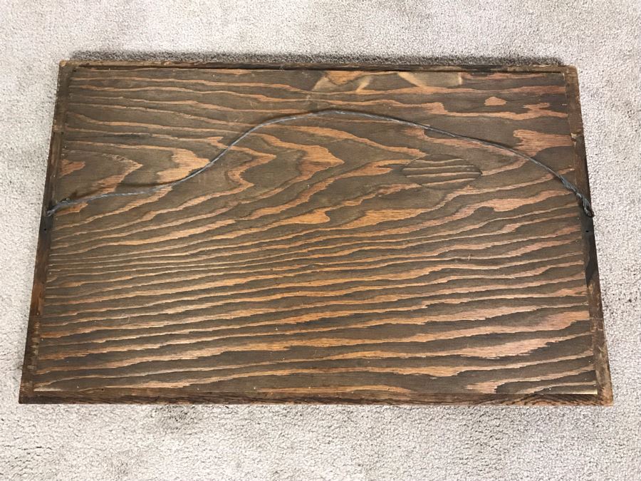 Vintage Oak Beveled Glass Wall Mirror 27.5 X 17.5 [Photo 6]