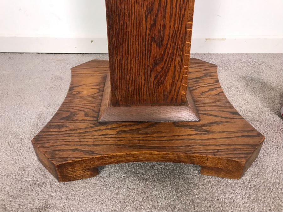 Vintage Tiger Oak Fern Stand (Some Wood Staining On Top) 14 X 33.5 [Photo 4]