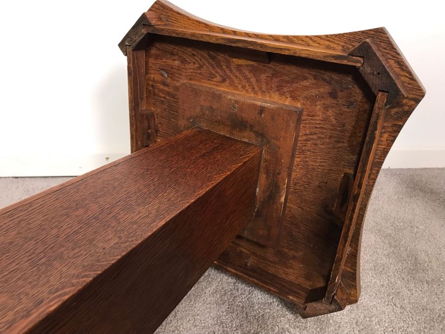 Vintage Tiger Oak Fern Stand (Some Wood Staining On Top) 14 X 33.5 [Photo 13]