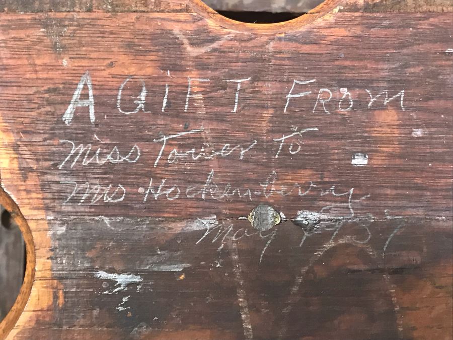 Vintage Small Tiger Oak Parlor Table With Metal Claw And Glass Ball Feet Salesman Sample / Child Size 16W X 17.5H [Photo 14]