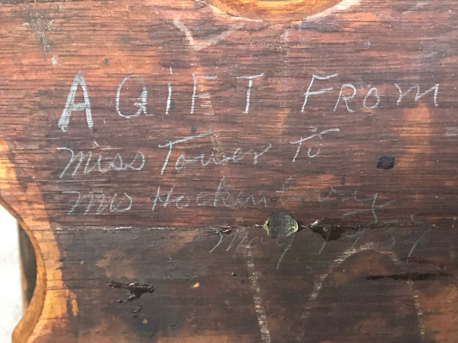 Vintage Small Tiger Oak Parlor Table With Metal Claw And Glass Ball Feet Salesman Sample / Child Size 16W X 17.5H [Photo 15]