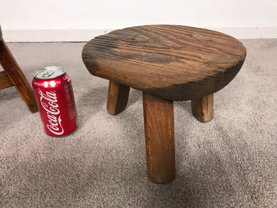 Pair Of Small 3-Legged Vintage Stools 8H And 7H [Photo 2]