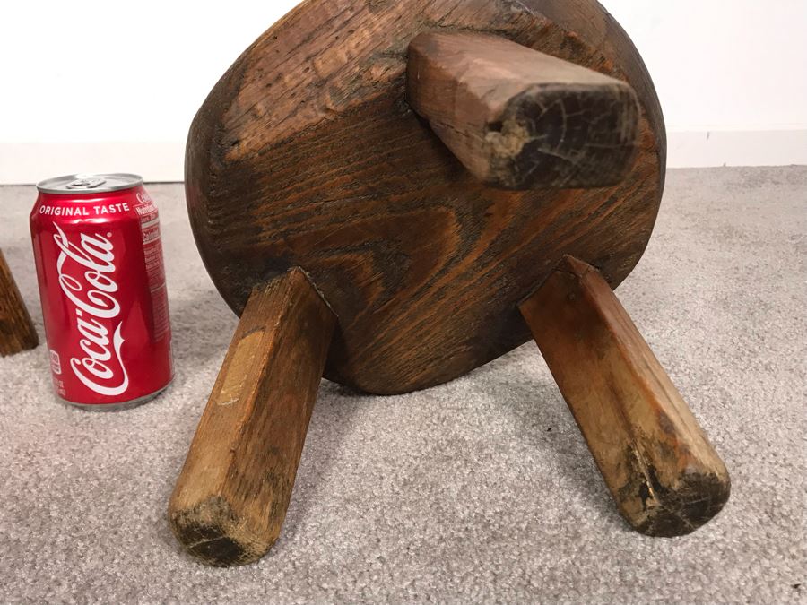 Pair Of Small 3-Legged Vintage Stools 8H And 7H [Photo 7]