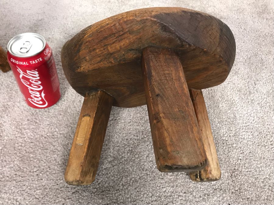 Pair Of Small 3-Legged Vintage Stools 8H And 7H [Photo 6]
