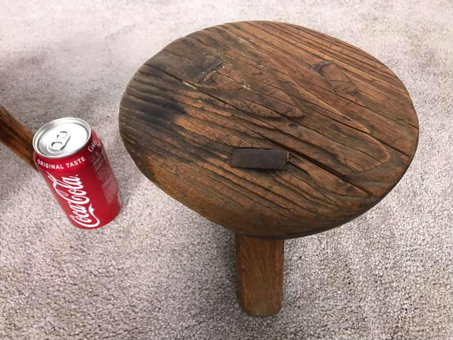 Pair Of Small 3-Legged Vintage Stools 8H And 7H [Photo 3]