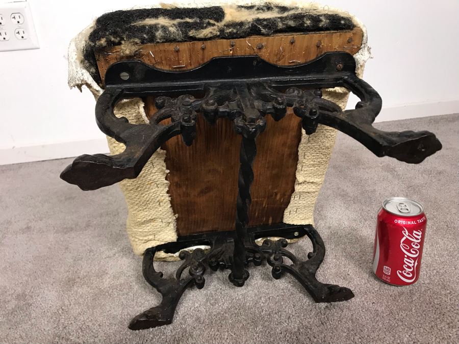 Vintage Cast Iron Footstool - Needs Upholstering 17W X 12D [Photo 9]