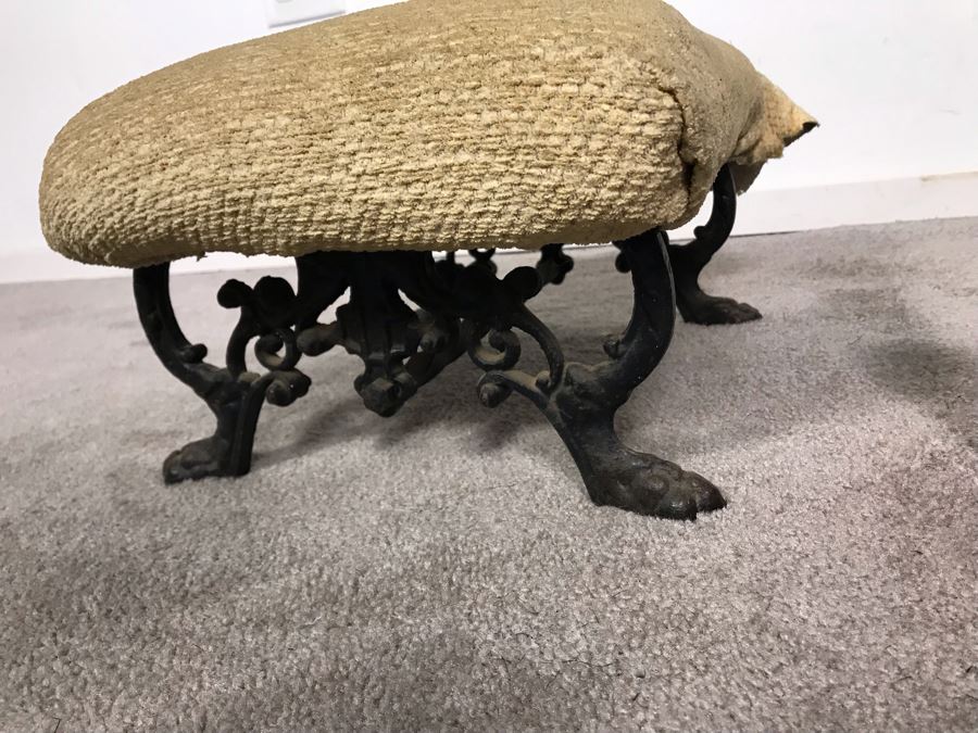 Vintage Cast Iron Footstool - Needs Upholstering 17W X 12D [Photo 5]