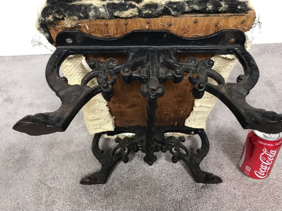 Vintage Cast Iron Footstool - Needs Upholstering 17W X 12D [Photo 6]