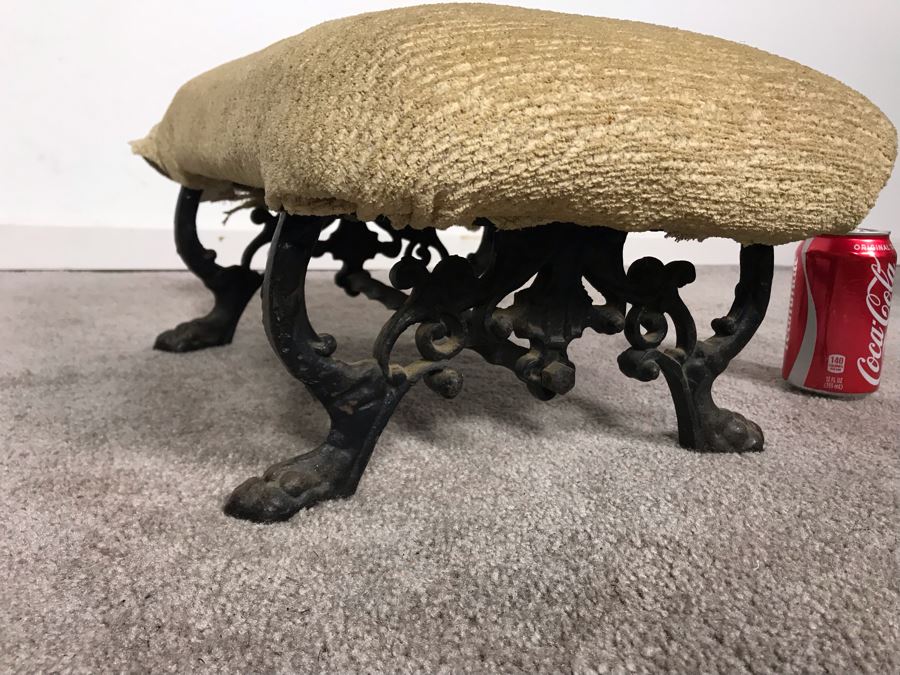 Vintage Cast Iron Footstool - Needs Upholstering 17W X 12D [Photo 4]