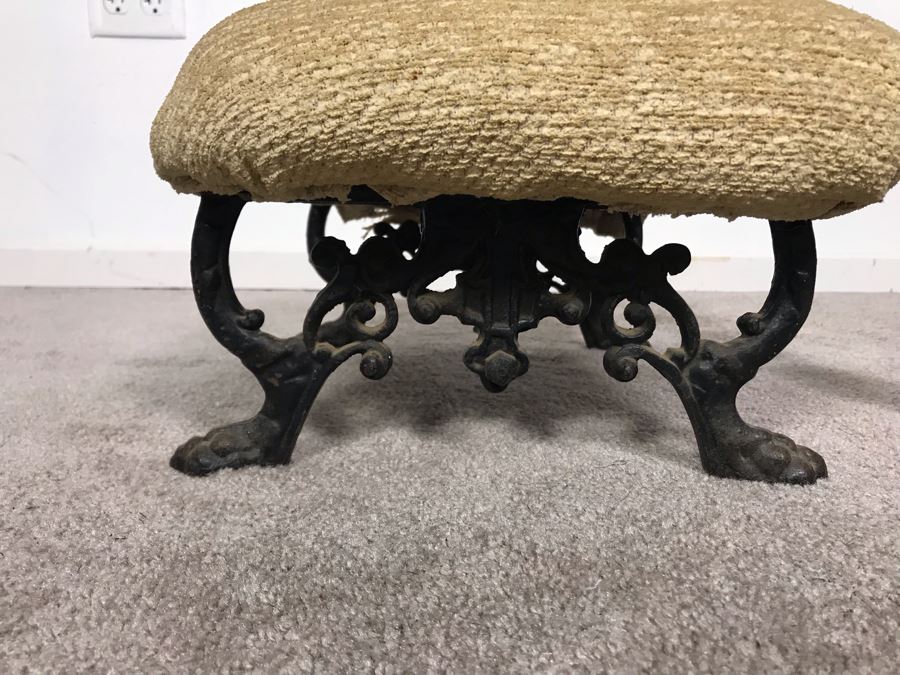 Vintage Cast Iron Footstool - Needs Upholstering 17W X 12D [Photo 3]
