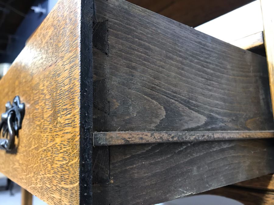 Stunning Arts & Crafts Mission Oak Tiger Oak Sideboard Buffet Table With Drawer [Photo 11]