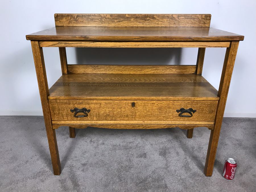 Stunning Arts & Crafts Mission Oak Tiger Oak Sideboard Buffet Table With Drawer [Photo 1]