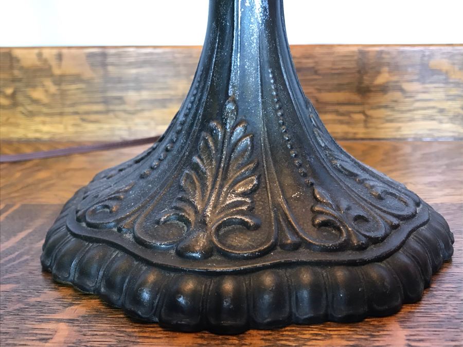 Metal Table Lamp With Slag Glass Shade [Photo 8]