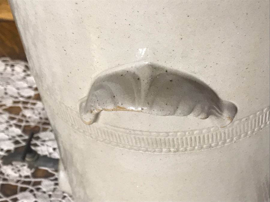 Rare Antique Cheavin's Saludor Safe Water Filter British Made Ceramic Stoneware Water Purifier (Underneath Lid Has Chip / Slight Chip In Handle) 19.5H X 9W [Photo 13]