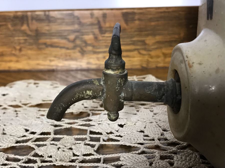 Rare Antique Cheavin's Saludor Safe Water Filter British Made Ceramic Stoneware Water Purifier (Underneath Lid Has Chip / Slight Chip In Handle) 19.5H X 9W [Photo 11]