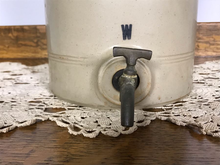 Rare Antique Cheavin's Saludor Safe Water Filter British Made Ceramic Stoneware Water Purifier (Underneath Lid Has Chip / Slight Chip In Handle) 19.5H X 9W [Photo 6]