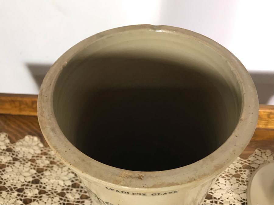 Rare Antique Cheavin's Saludor Safe Water Filter British Made Ceramic Stoneware Water Purifier (Underneath Lid Has Chip / Slight Chip In Handle) 19.5H X 9W [Photo 9]