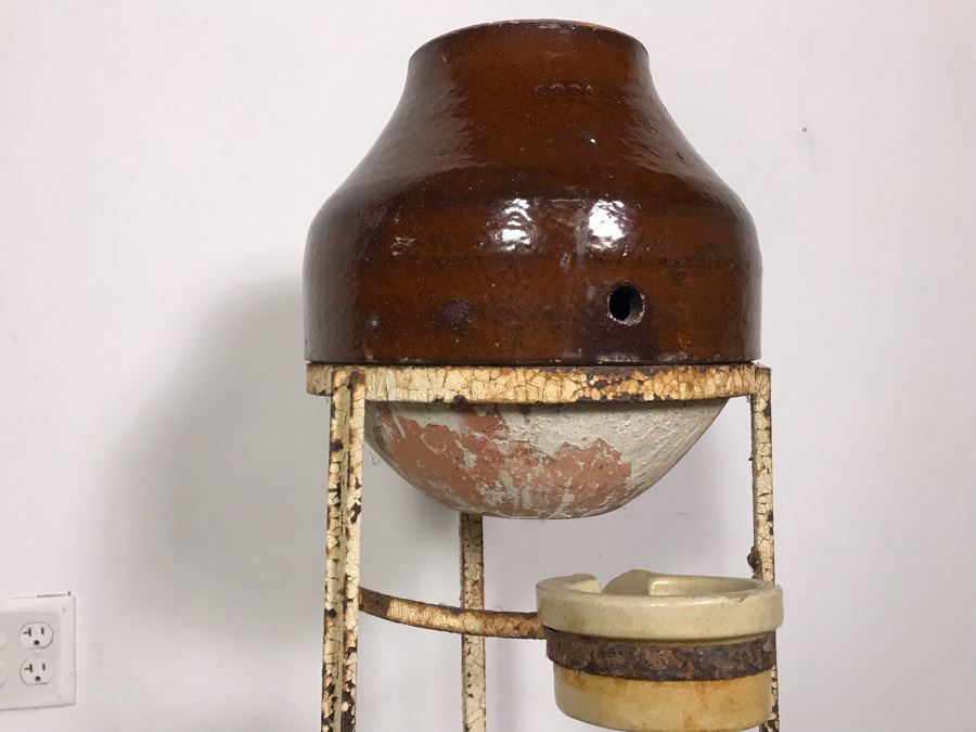 Vintage Coolex Stoneware Water Dispenser With Metal Stand 16W X 36H [Photo 9]