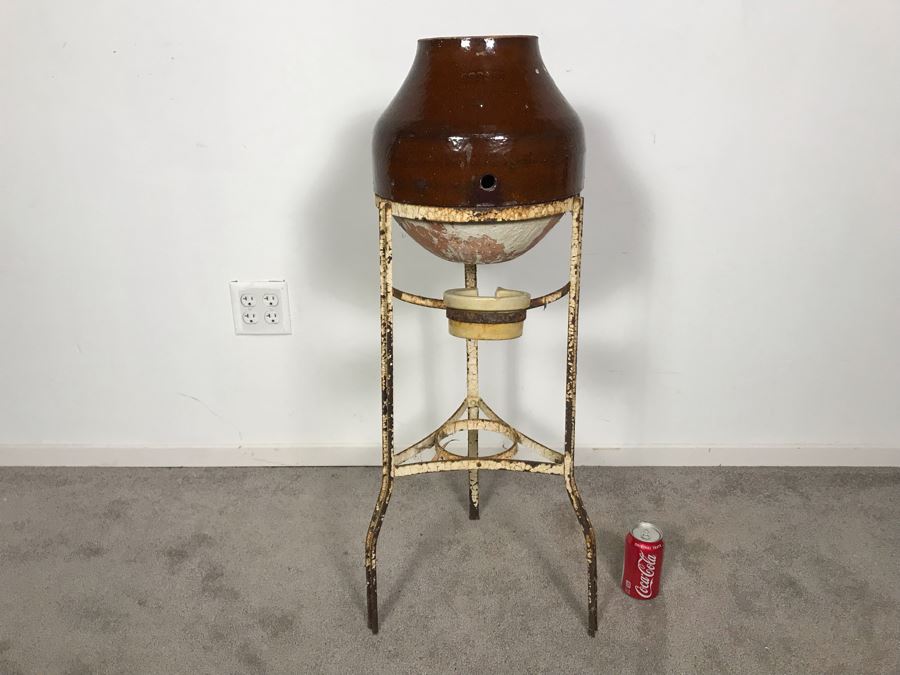 Vintage Coolex Stoneware Water Dispenser With Metal Stand 16W X 36H [Photo 1]