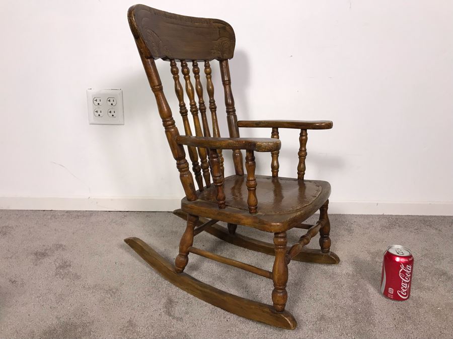 Vintage Child's Wooden Handmade Rocking Chair 15W X 21D X 26H [Photo 4]