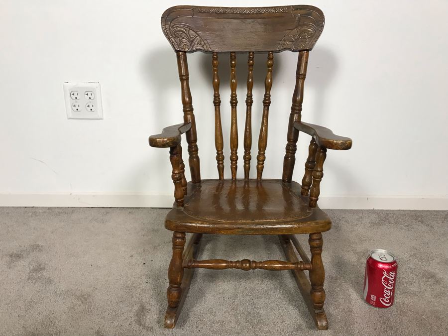 Vintage Child's Wooden Handmade Rocking Chair 15W X 21D X 26H [Photo 1]