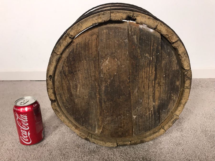 Old Wooden Bucket Pale With Iron Rings And Handles 14W X 10.5H - Just Added [Photo 8]