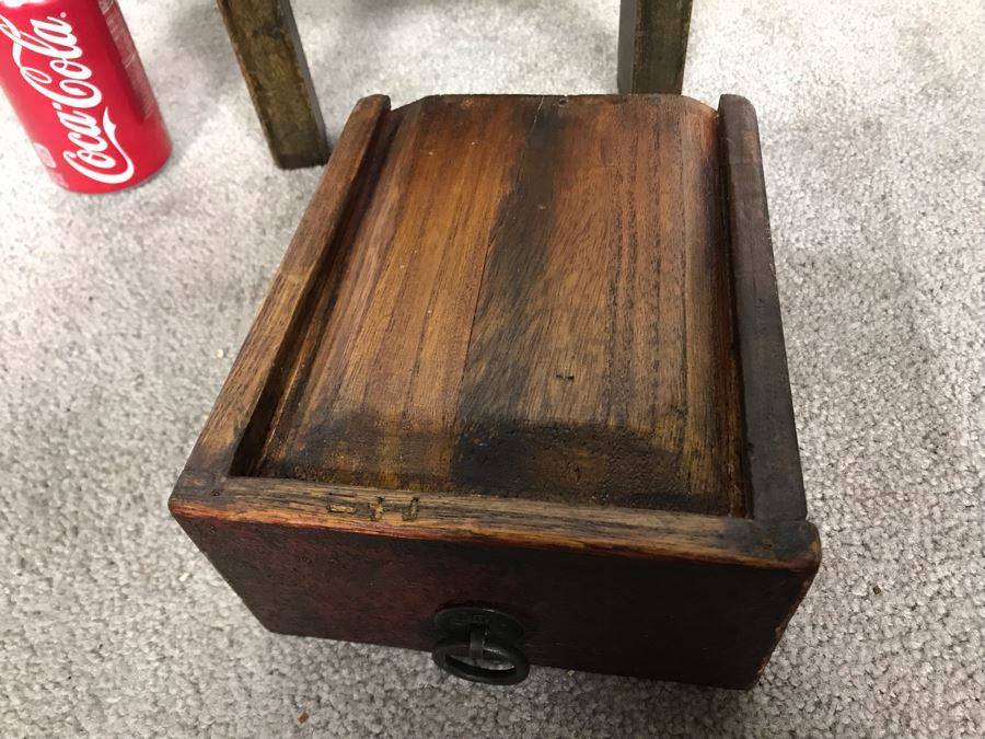 Small Handmade Side Table With Drawer With Asian Pull 10.5W X 10D X 12.5H - Just Added [Photo 6]