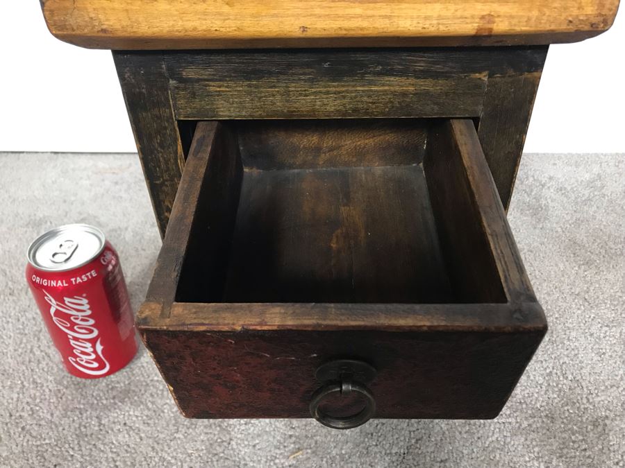 Small Handmade Side Table With Drawer With Asian Pull 10.5W X 10D X 12.5H - Just Added [Photo 5]