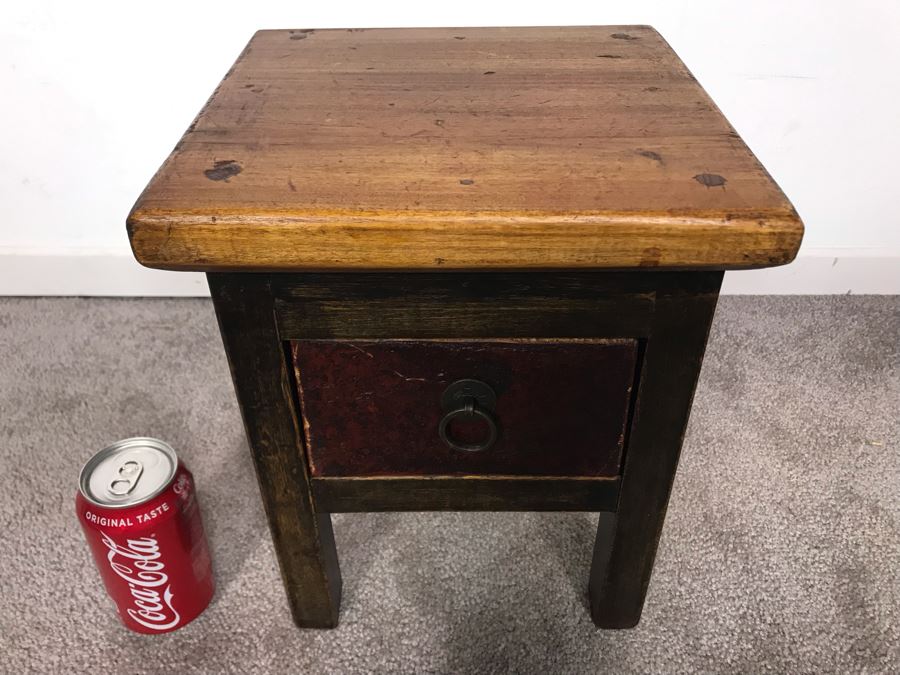 Small Handmade Side Table With Drawer With Asian Pull 10.5W X 10D X 12.5H - Just Added [Photo 2]