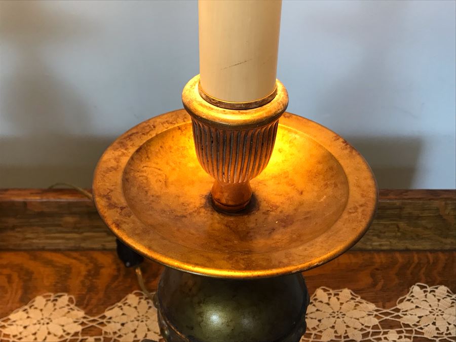 Pair Of Tall Gold Tone Fish Motif Table Lamps - Just Added [Photo 8]