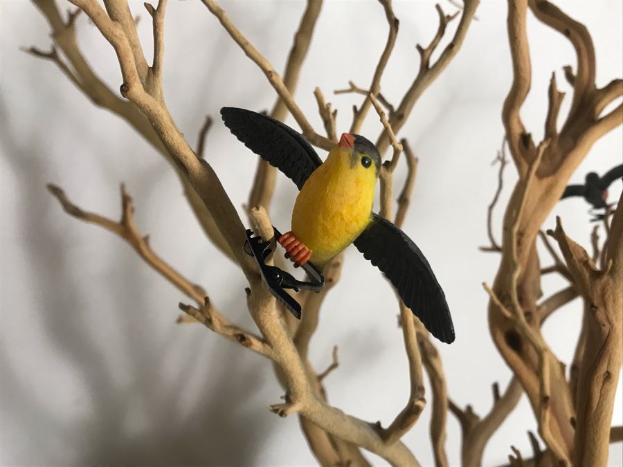 Manzanita Branches In Metal Vase With Decorative Clip On Birds 33H X 28W - Just Added [Photo 7]