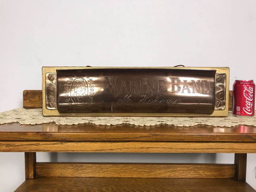 Rare Vintage Large M. Hohner Marine Band Harmonica Hanging Store Display Plastic / Cardboard Materials 24W X 5D X 6.5H - Just Added [Photo 2]