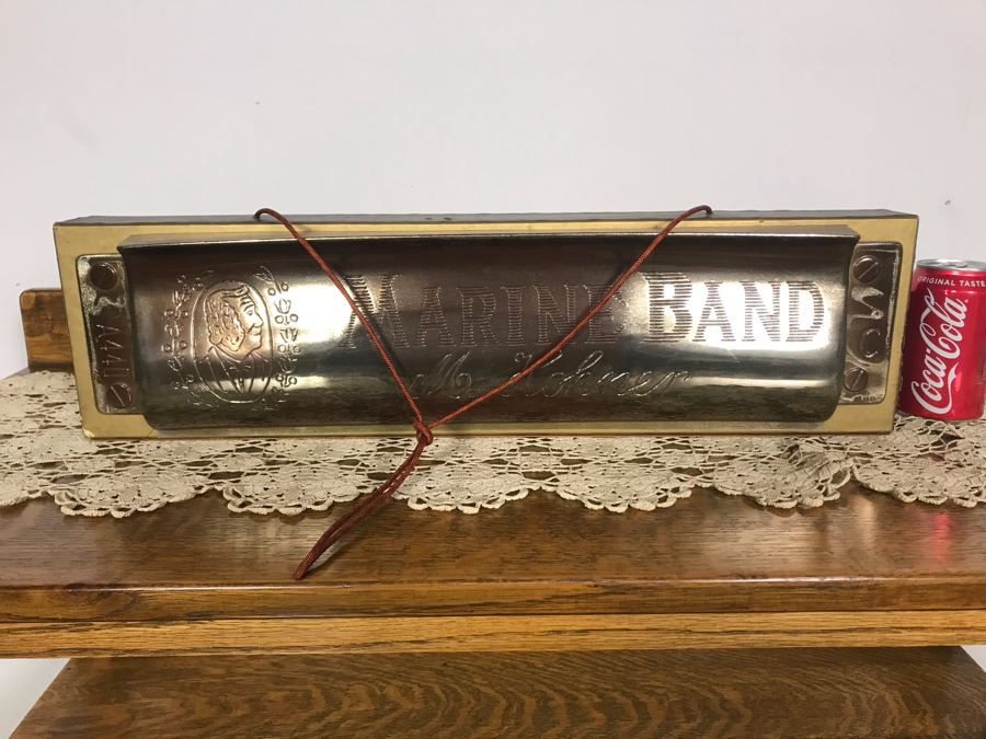 Rare Vintage Large M. Hohner Marine Band Harmonica Hanging Store Display Plastic / Cardboard Materials 24W X 5D X 6.5H - Just Added [Photo 11]