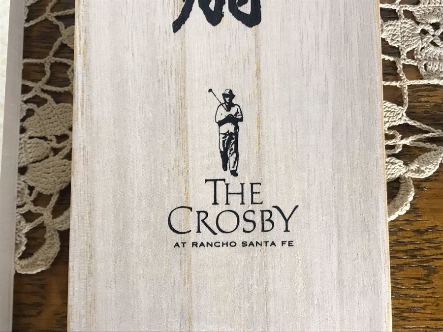 Pair Of Korean Folding Fans Hap-Jook Suns With Wooden Storage Boxes And Display Stands Celebrating One Year Anniversay Of The Crosby At Rancho Santa Fe - Just Added [Photo 4]