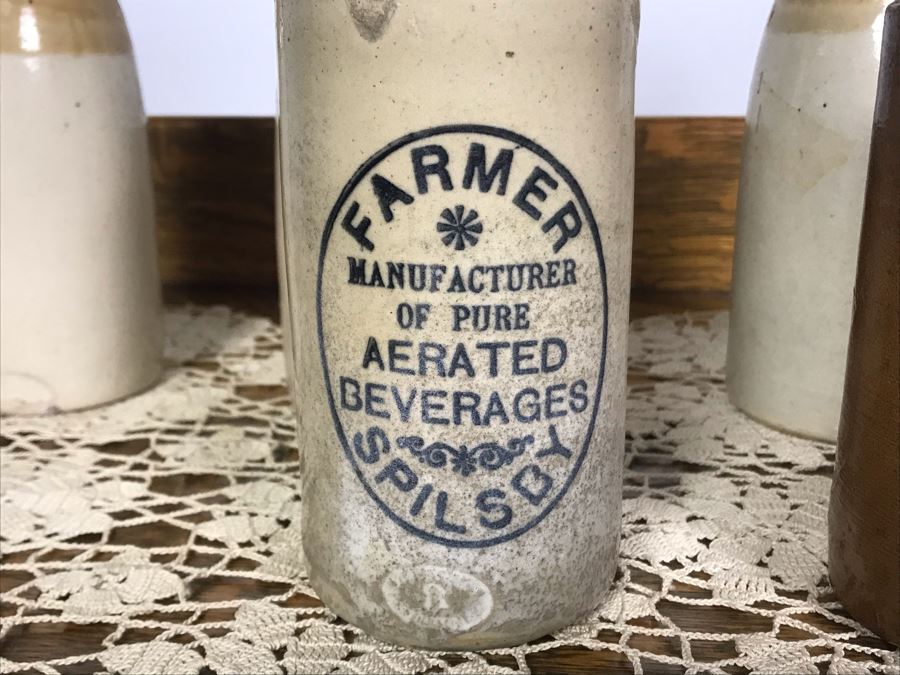 Collection Of (6) Antique English Stoneware Bottles Denby Pottery Joseph Bourne, Grosvenor Glasgow, H. Kennedy Barrowfield Pottery Glasgow Mead Jars - Just Added [Photo 4]