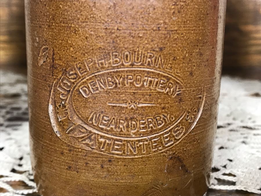 Collection Of (6) Antique English Stoneware Bottles Denby Pottery Joseph Bourne, Grosvenor Glasgow, H. Kennedy Barrowfield Pottery Glasgow Mead Jars - Just Added [Photo 7]