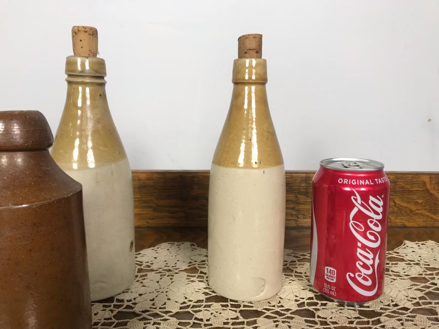 Collection Of (6) Antique English Stoneware Bottles Denby Pottery Joseph Bourne, Grosvenor Glasgow, H. Kennedy Barrowfield Pottery Glasgow Mead Jars - Just Added [Photo 8]