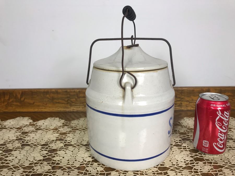 Antique Stoneware Sanford's Inks The Dependable Line Pastes Ink Crock With Handle Advertising Jug 8W X 12H - Just Added [Photo 7]