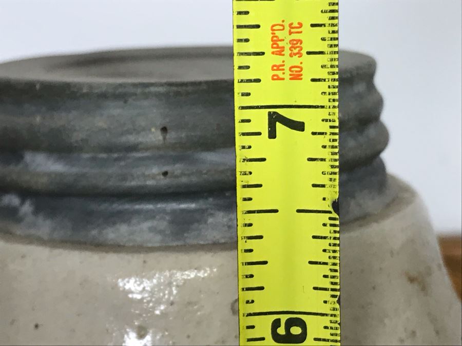 (R) Vintage Stoneware Jug Jar Canister Copenhagen Snuff Weyman & Bro Pittsburgh, (2R) Macomb Pottery Co Jar Pat. 1899 Illinois Fruit Jar Lid, (2L) Vintage Grease Jar, (L) Vintage Parshuram Pottery Works Morvi Jar Threaded Top And Lid - Just Added [Photo 15]