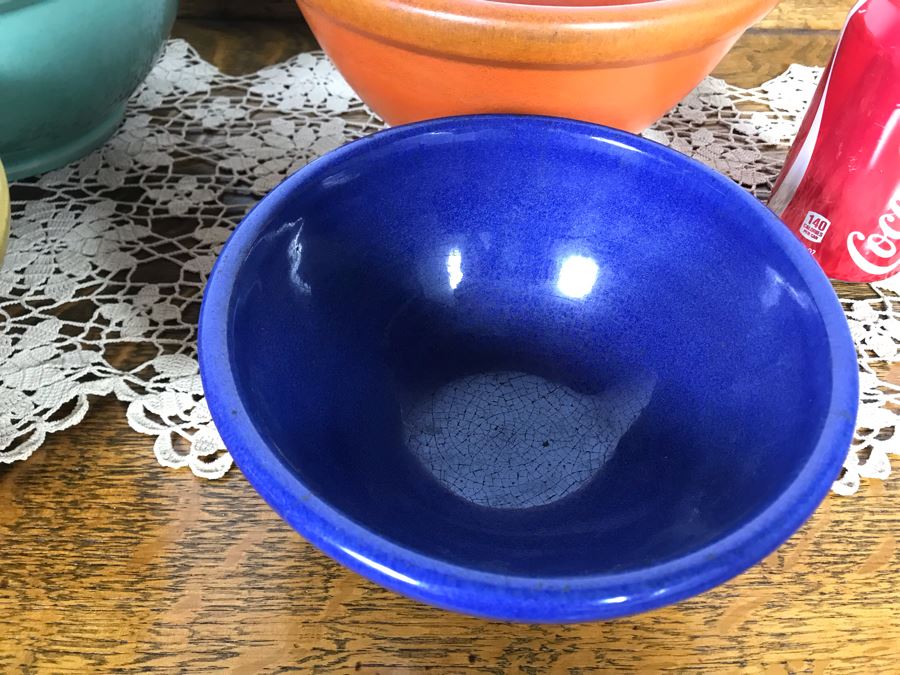 Vintage Colorful Mid-Century Nesting Mixing Bowls (4) Unmarked Pottery Bowls 10.5R - 7R - Just Added [Photo 10]