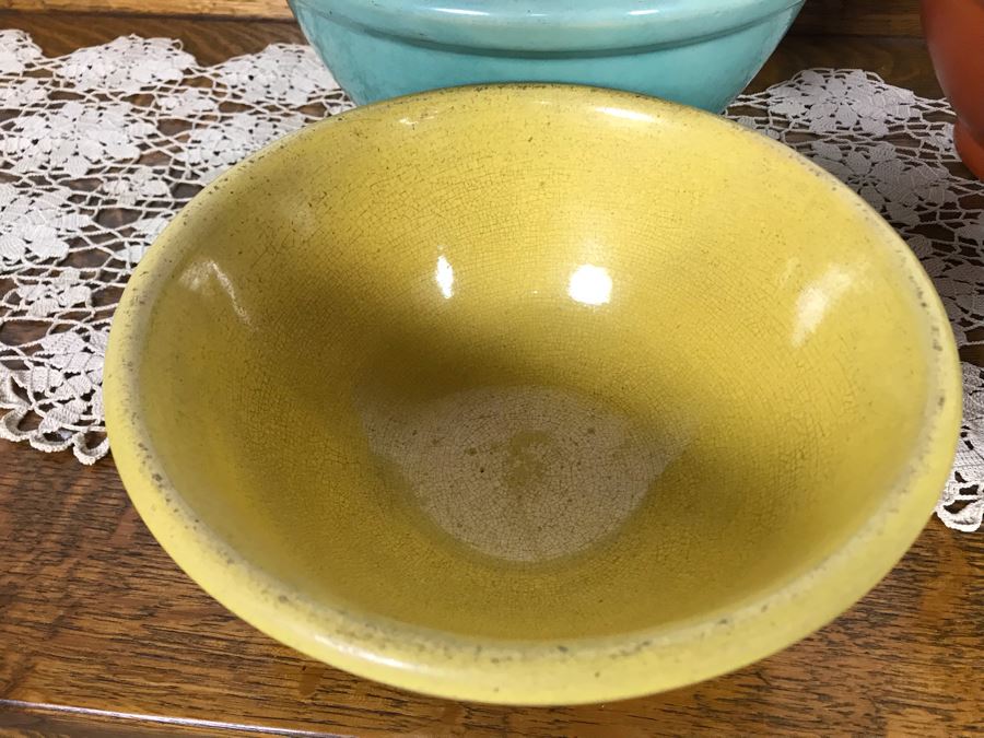 Vintage Colorful Mid-Century Nesting Mixing Bowls (4) Unmarked Pottery Bowls 10.5R - 7R - Just Added [Photo 11]
