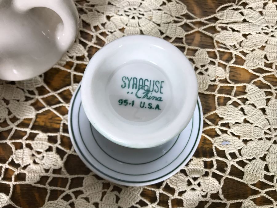 Vintage 1930s Restaurant Ware Creamers Some With Underplates Apx 27 Pieces: Mayan Ware Mayer China, Hall, Wallace China Desert Ware, Shenango New Castle PA, McNicol China Roloc, Syracuse China, Coorsite, Warwick China - Just Added [Photo 25]