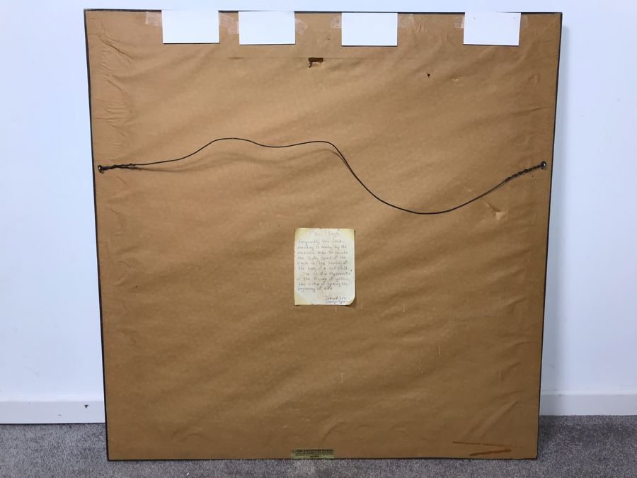 Large Vintage Native American Sand Painting Sun & Eagle Medicine Man By David Lee Sheep Springs - Write-up On Back 24 X 24 - Just Added [Photo 10]