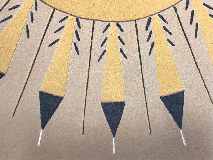 Large Vintage Native American Sand Painting Sun & Eagle Medicine Man By David Lee Sheep Springs - Write-up On Back 24 X 24 - Just Added [Photo 9]