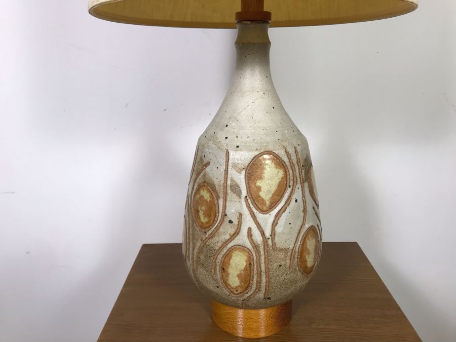 Signed Mid-Century Glazed Art Pottery Table Lamp - Just Added [Photo 2]